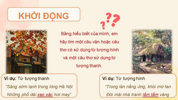 Giáo án điện tử Ngữ văn 8 kết nối Bài 2 TH tiếng Việt: Từ tượng hình và từ tượng thanh