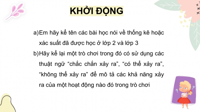 Giáo án điện tử Toán 4 cánh diều Bài 3: Ôn tập về một số yếu tố thống kê và xác suất