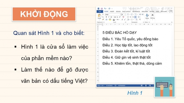 Giáo án điện tử Tin học 4 chân trời Bài 7: Soạn thảo văn bản tiếng Việt