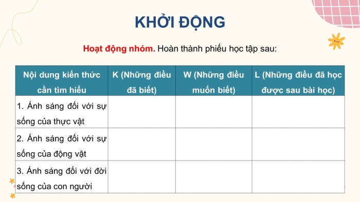 Giáo án điện tử Khoa học 4 kết nối Bài 9: Vai trò của ánh sáng