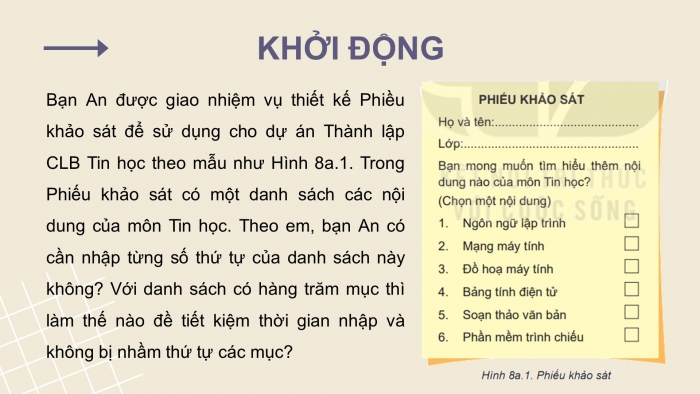 Giáo án điện tử Tin học 8 kết nối Bài 8a: Làm việc với danh sách dạng liệt kê và hình ảnh trong văn bản