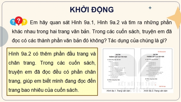 Giáo án điện tử Tin học 8 kết nối Bài 9a: Tạo đầu trang, chân trang cho văn bản