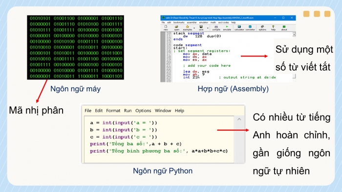 Giáo án điện tử tin học 10 kết nối bài 16: Ngôn ngữ lập trình bậc cao và python