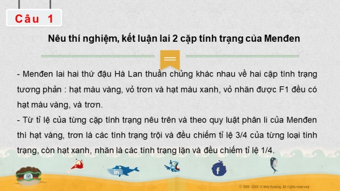 Giáo án điện tử sinh học 9 bài 5: Lai hai cặp tính trạng (tiếp theo)