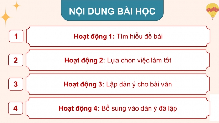 Giáo án điện tử Tiếng Việt 4 chân trời CĐ 2 Bài 3 Viết: Lập dàn ý cho bài văn thuật lại một sự việc