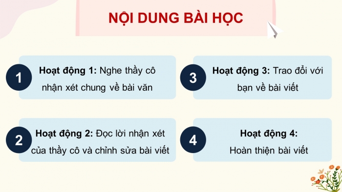 Giáo án điện tử Tiếng Việt 4 chân trời CĐ 2 Bài 8 Viết: Trả bài văn thuật lại một sự việc