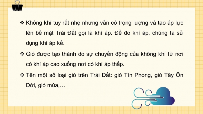 Giáo án điện tử bài 9: Khí áp và gió