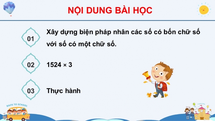 Giáo án điện tử toán 3 chân trời bài: Nhân số có bốn chữ số với số có một chữ số