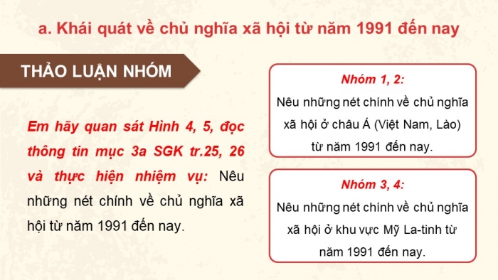 Giáo án điện tử Lịch sử 11 kết nối Bài 4: Sự phát triển của chủ nghĩa xã hội từ sau Chiến tranh thế giới thứ hai đến nay (Phần 2)