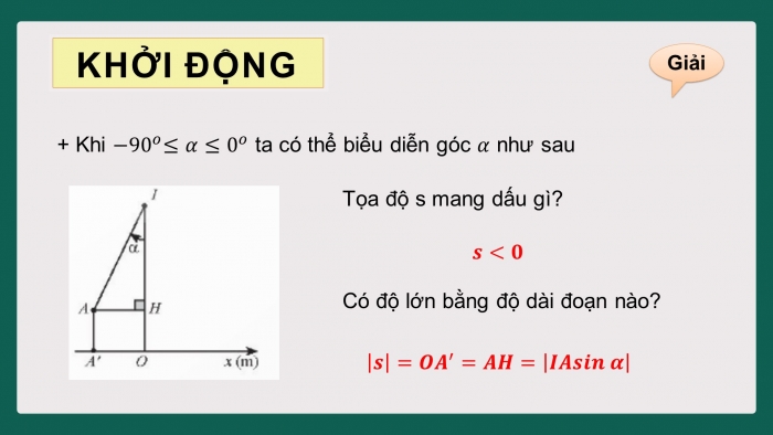 Giáo án điện tử Toán 11 chân trời Chương 1 Bài 2: Giá trị lượng giác của một góc lượng giác