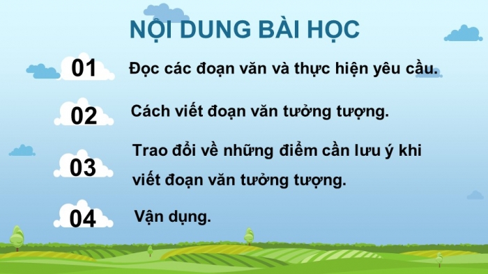 Giáo án điện tử Tiếng Việt 4 kết nối Bài 17 Viết  tìm hiểu cách viết  đoạn văn tưởng tượng
