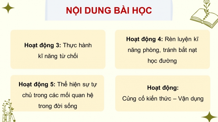 Giáo án điện tử HĐTN 8 chân trời (bản 1) Chủ đề 3: Xây dựng trường học thân thiện - Nhiệm vụ 3, 4, 5