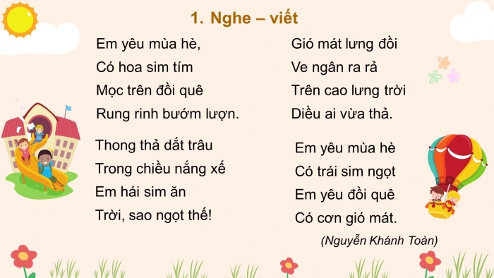 Giáo án điện tử tiết 3: Viết - Em yêu mùa hè