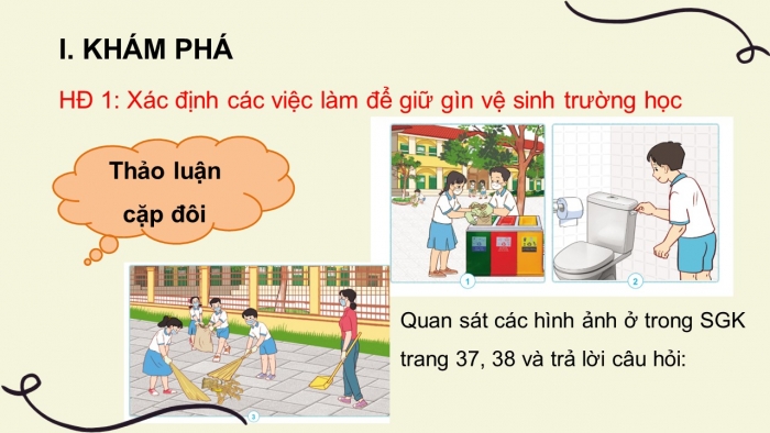 Giáo án điện tử tự nhiên và xã hội 3 cánh diều bài 8: Giữ vệ sinh trường học