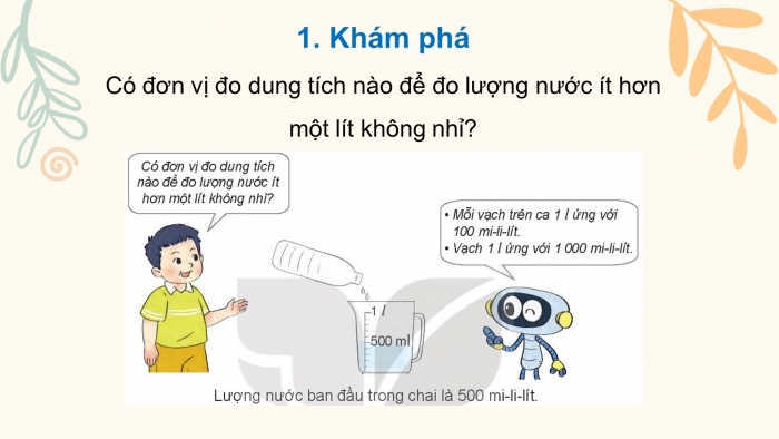 Giáo án điện tử toán 3 kết nối bài 32: Mi-li-lít