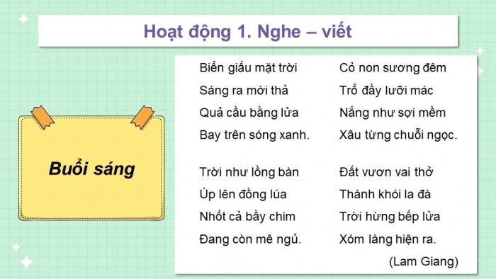 Giáo án điện tử tiếng việt 3 kết nối bài 1: Bầu trời. Tiết 3 - Viết