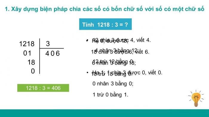 Giáo án điện tử toán 3 chân trời bài: Chia số có bốn chữ số với số có một chữ số