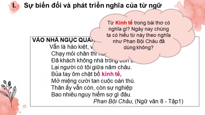 Giáo án điện tử ngữ văn 9 tiết 18: Sự phát triển của từ vựng