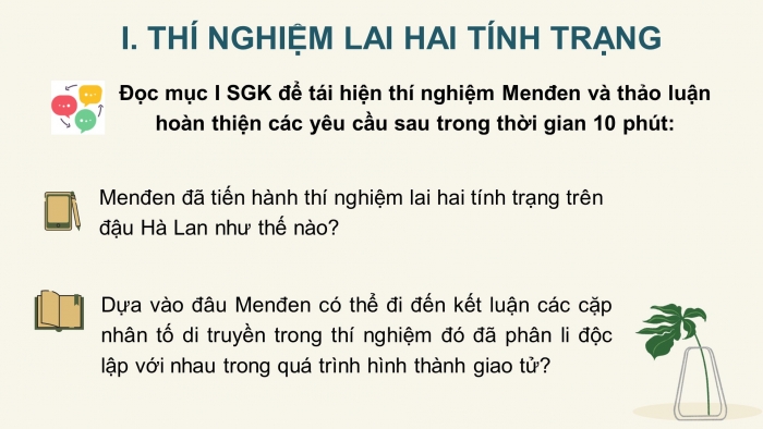 Giáo án điện tử Sinh học 12 bài 9: Quy luật Menđen: Quy luật phân li độc lập