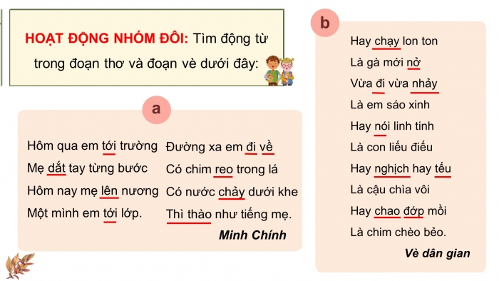 Giáo án điện tử Tiếng Việt 4 chân trời CĐ 1 Bài 7 Luyện từ và câu: Luyện tập về động từ