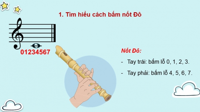 Giáo án điện tử Âm nhạc 8 chân trời Bài 5: Nhạc cụ thể hiện giai điệu: Sáo recorder: Nốt Đô, Bài thực hành số 2; Kèn phím: Kĩ thuật legato, Bài thực hành số 2