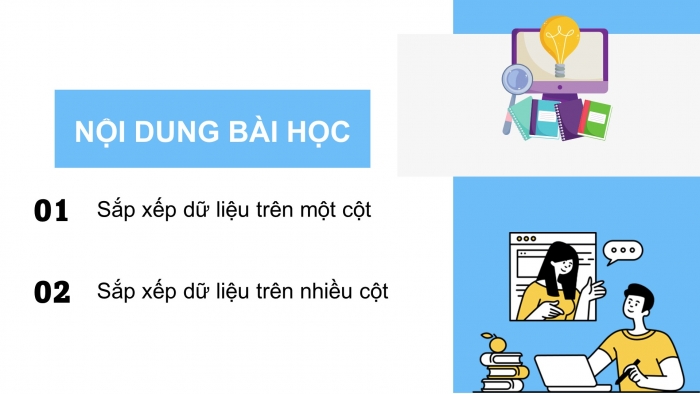 Giáo án điện tử Tin học 8 cánh diều Chủ đề E1 Bài 2: Sắp xếp dữ liệu