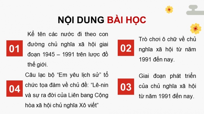 Giáo án điện tử Lịch sử 11 chân trời Nội dung thực hành Chủ đề 2: Chủ nghĩa Xã hội từ 1917 đến nay