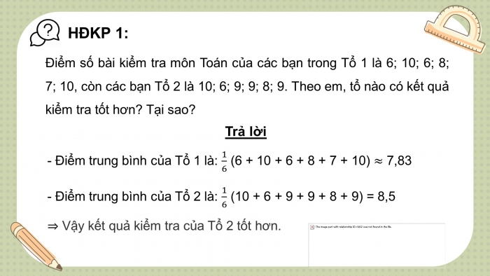 Giáo án điện tử toán 10 chân trời bài 3: Các số đặc trưng đo xu thế trung tâm của mẫu số liệu