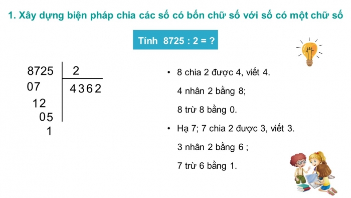 Giáo án điện tử toán 3 chân trời bài: Chia số có bốn chữ số với số có một chữ số