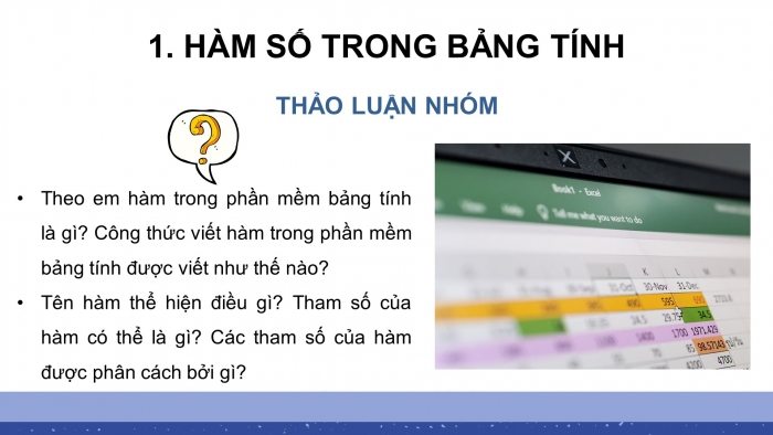 Giáo án điện tử tin học 7 chân trời bài 10: Sử dụng hàm để tính toán