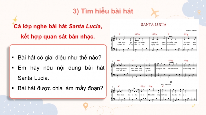 Giáo án điện tử âm nhạc 7 kết nối tiết 23: Học hát bài santa lucia