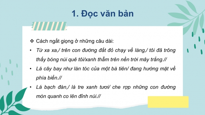 Giáo án điện tử tiếng việt 3 kết nối tri thức bài 18: Núi quê tôi- tiết 1. đọc