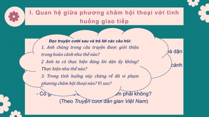 Giáo án điện tử ngữ văn 9 tiết 13: Các phương châm hội thoại