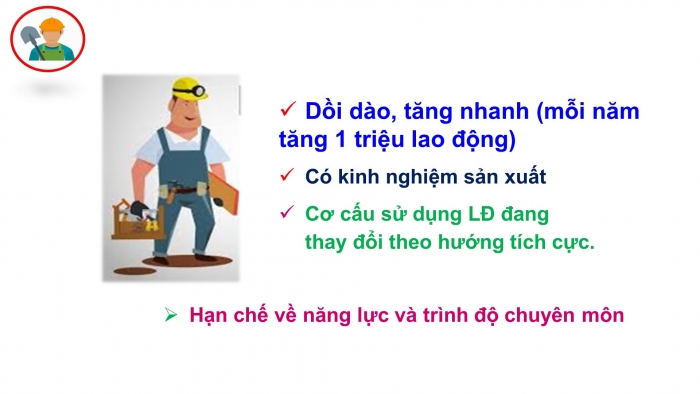 Giáo án điện tử địa lí 9 bài 4: Lao động và việc làm