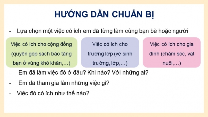 Giáo án điện tử Tiếng Việt 4 kết nối Bài 14 Nói và nghe: Việc làm có ích