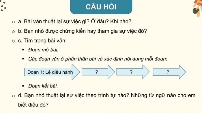 Giáo án điện tử Tiếng Việt 4 chân trời CĐ 2 Bài 2 Viết: Bài văn thuật lại một sự việc