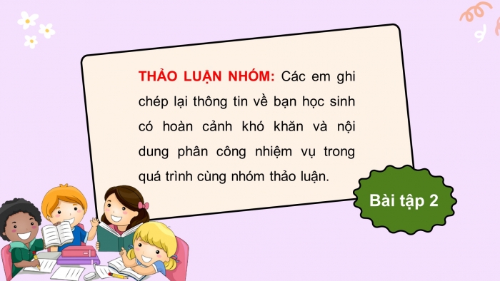 Giáo án điện tử Tiếng Việt 4 chân trời CĐ 2 Bài 6 Nói và nghe: Thảo luận về việc hỗ trợ học sinh có hoàn cảnh khó khăn; Viết: Viết bài văn thuật lại một sự việc