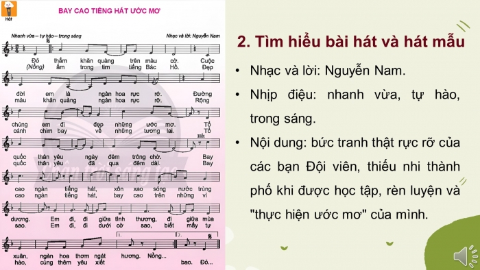 Giáo án điện tử Âm nhạc 4 chân trời CĐ1 Tiết 2: Hát; Nhạc cụ tiết tấu; Lí thuyết âm nhạc