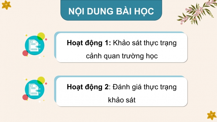 Giáo án điện tử HĐTN 4 cánh diều Tuần 1: Giữ gìn trường em xanh, sạch, đẹp - Hoạt động 1, 2