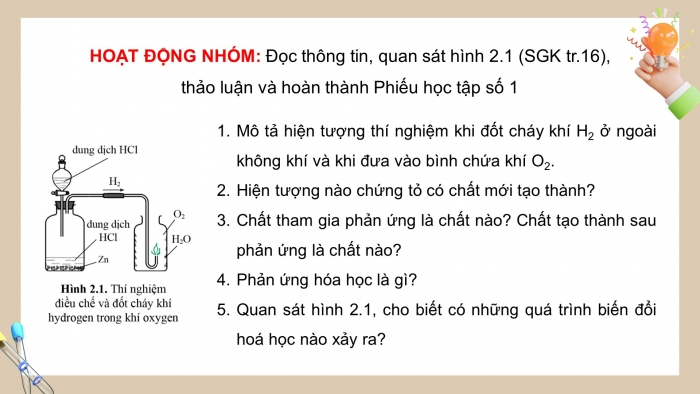 Giáo án điện tử KHTN 8 cánh diều Bài 2: Phản ứng hoá học và năng lượng của phản ứng hoá học