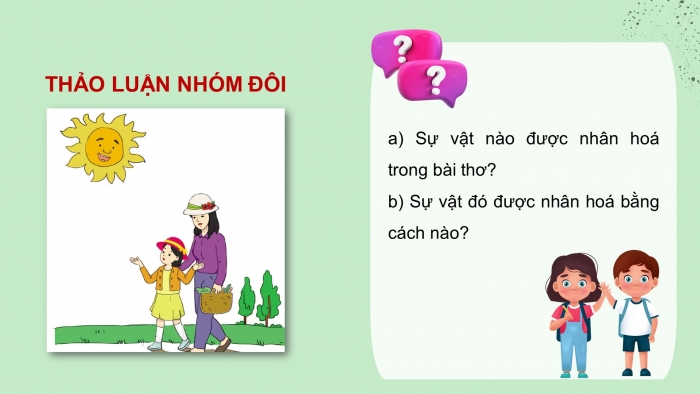 Giáo án điện tử Tiếng Việt 4 cánh diều Bài 3 Luyện từ và câu 2: Luyện tập về nhân hoá