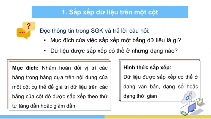 Giáo án điện tử Tin học 8 cánh diều Chủ đề E1 Bài 2: Sắp xếp dữ liệu