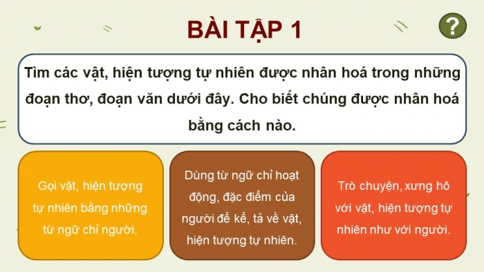 Giáo án điện tử Tiếng Việt 4 kết nối Bài 19 Luyện từ và câu Luyện tập Biện pháp nhân hóa