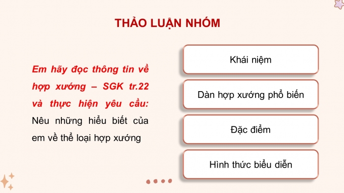 Giáo án điện tử Âm nhạc 8 kết nối Tiết 11: Thường thức âm nhạc: Thể loại hợp xướng; Ôn liên khúc: Tôi yêu Việt Nam