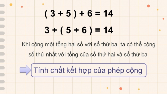 Giáo án điện tử Toán 4 cánh diều Bài 27. Các tính chất của phép cộng