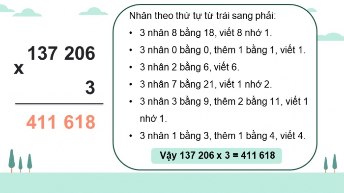 Giáo án điện tử Toán 4 cánh diều Bài 31. Nhân với số có một chữ số