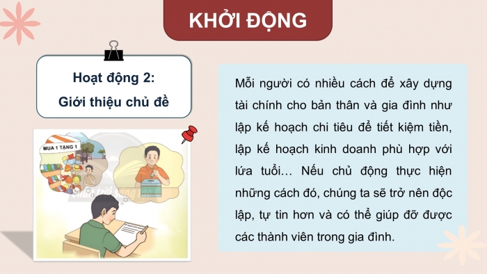 Giáo án điện tử HĐTN 8 chân trời (bản 2) Chủ đề 4: Kinh doanh và tiết kiệm - Hoạt động 1,2