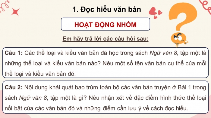 Giáo án điện tử Ngữ văn 8 cánh diều: Ôn tập và tự đánh giá cuối học kì I