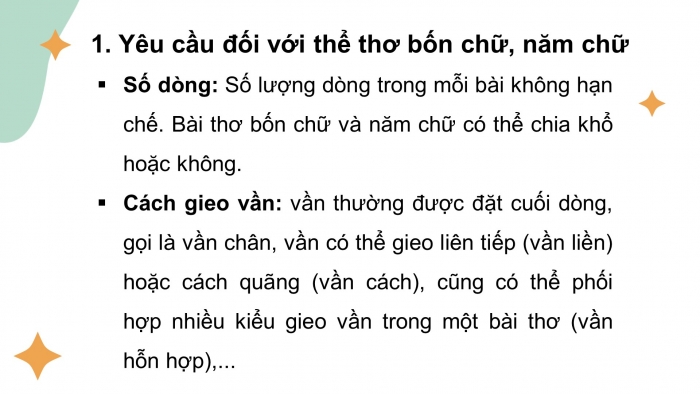 Giáo án điện tử tiết : Tập làm một bài thơ bốn chữ và năm chữ