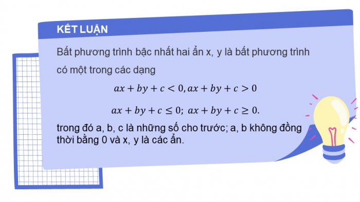 Giáo án điện tử toán 10 chân trời bài 1: Bất phương trình bậc nhất hai ẩn